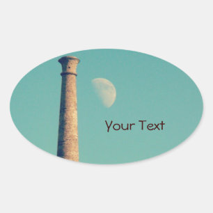 The Moon and a Tower: Aberystwyth Oval Sticker