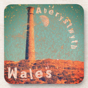 The Moon and a Tower Monument: Aberystwyth, Wales Coaster