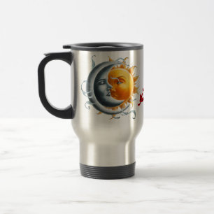 The Moon and the Sun in Love on a Travel Mug