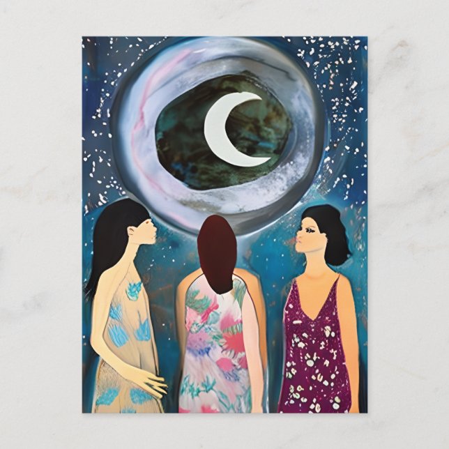 The Moon Blessing Women Artwork Postcard (Front)