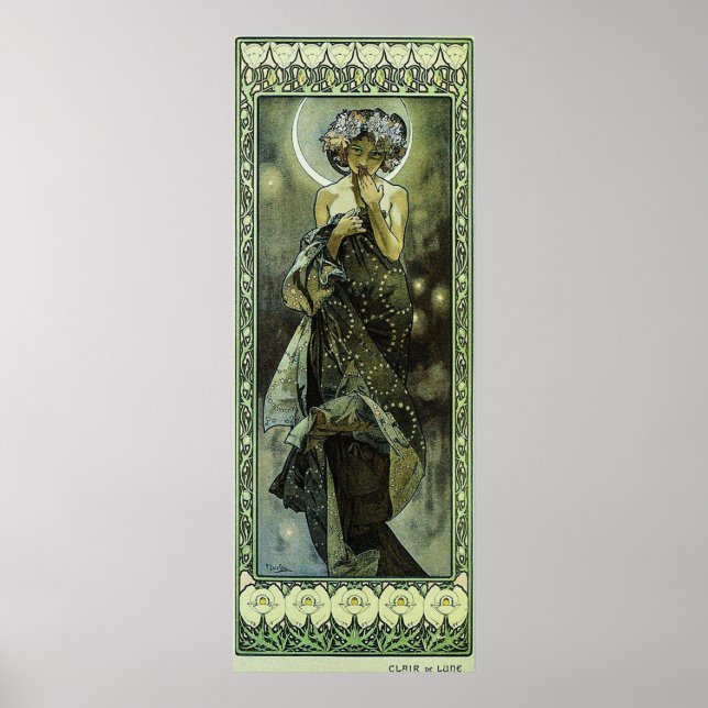 The Moon by Alphonse Mucha Poster (Front)