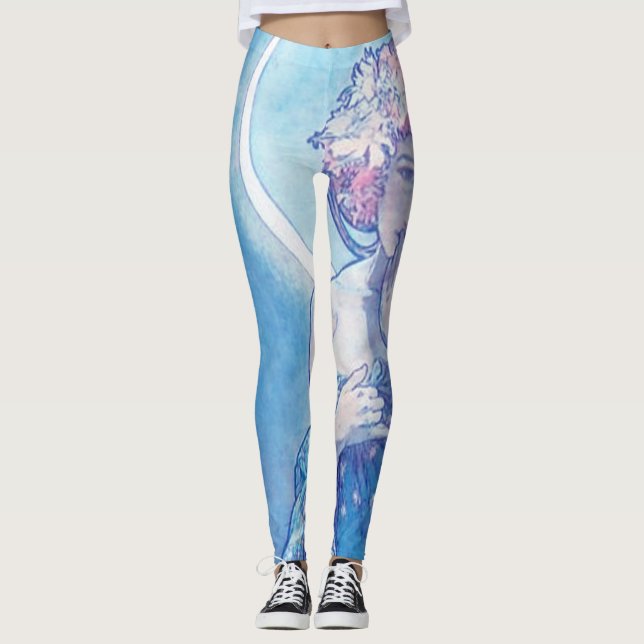 "The Moon" by Mucha Blue Leggings (Front)