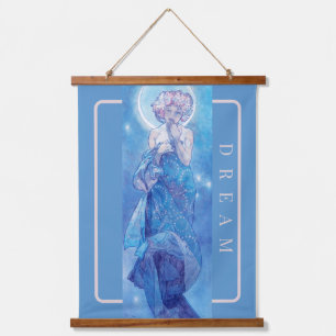 'The Moon’ by Mucha, Dream Blue Wall Tapestry