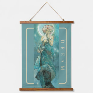 'The Moon’ by Mucha, Dream Green Wall Tapestry