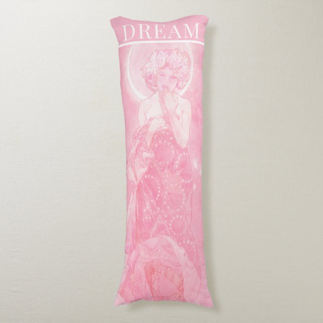 'The Moon’ by Mucha, Dream Pink Body Cushion (Front Vertical)