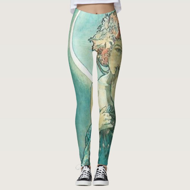"The Moon" by Mucha Green Leggings (Front)
