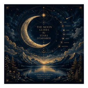The Moon Guides Celestial Moon & Stars Art Poster