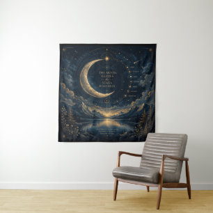 The Moon Guides   Celestial Moon & Stars Art Sqr Tapestry