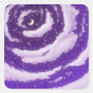 The Moon in the Purple Sky Square Sticker