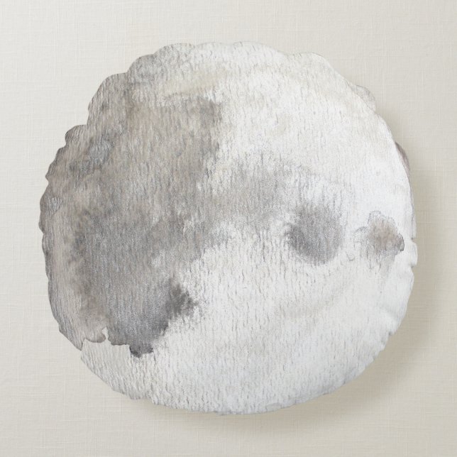 The Moon Planet Watercolor Round Pillow (Front)