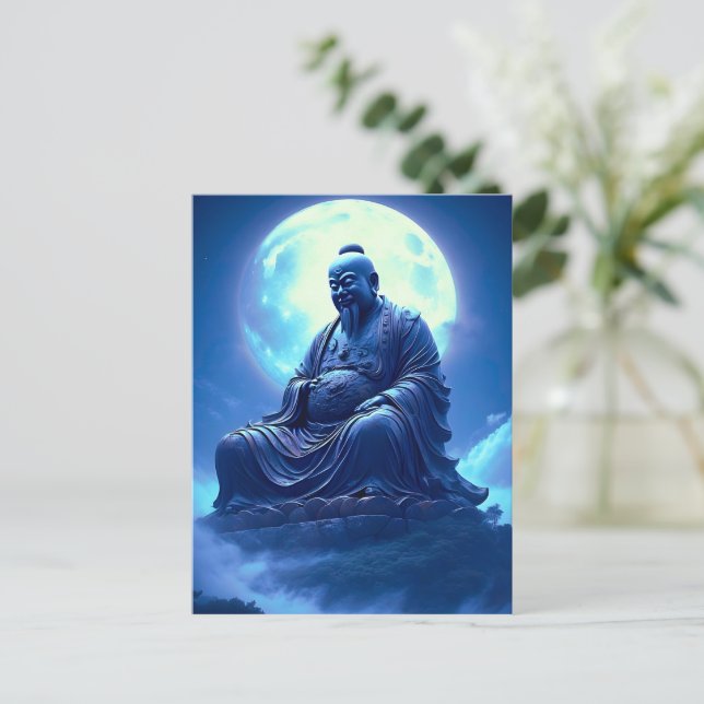 The Moon’s Blessing Over the Celestial Statue Postcard (Standing Front)