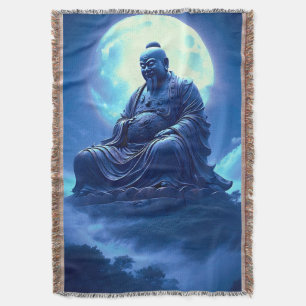 The Moon’s Blessing Over the Celestial Statue Throw Blanket