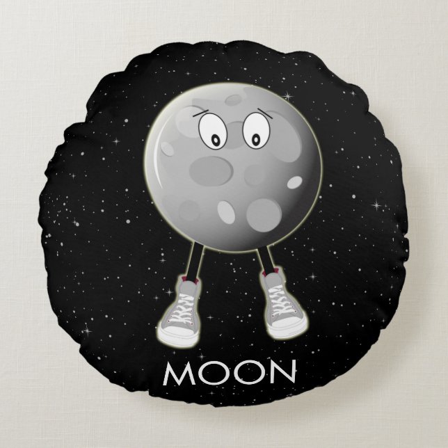 The Moon & Stars in Space Round Cushion (Front)
