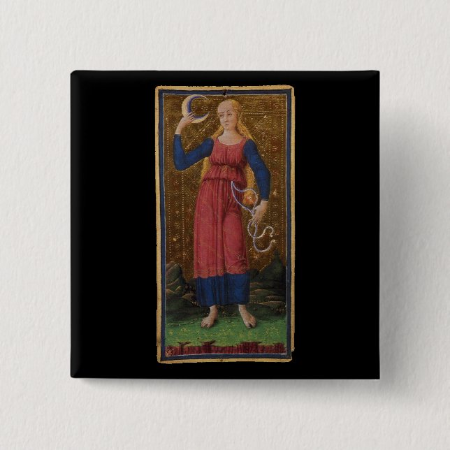 The Moon Tarot Card 15 Cm Square Badge (Front)