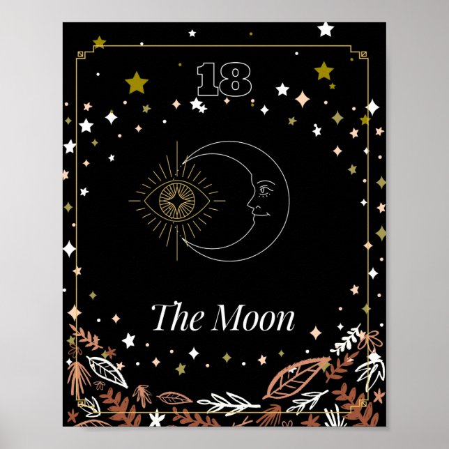 The Moon tarot card, celestial Poster (Front)