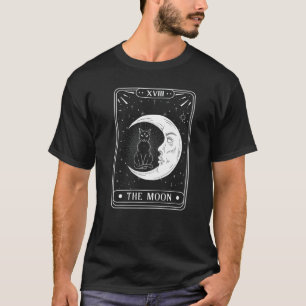 The Moon Tarot Card Crescent Moon And Cat Graphic T-Shirt