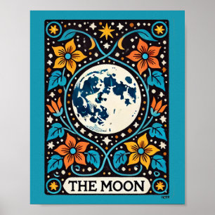 The Moon Tarot Card Full Moon Luna                 Poster