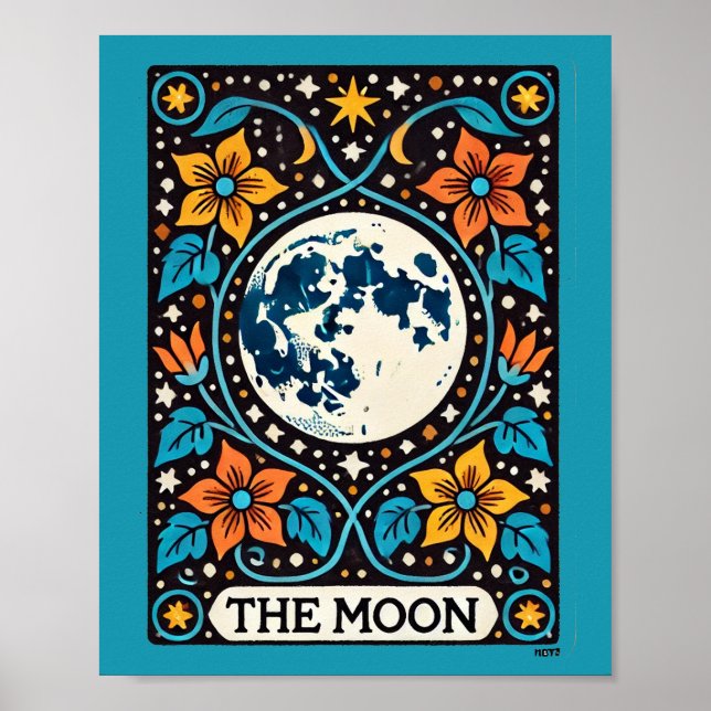 The Moon Tarot Card Full Moon Luna                 Poster (Front)