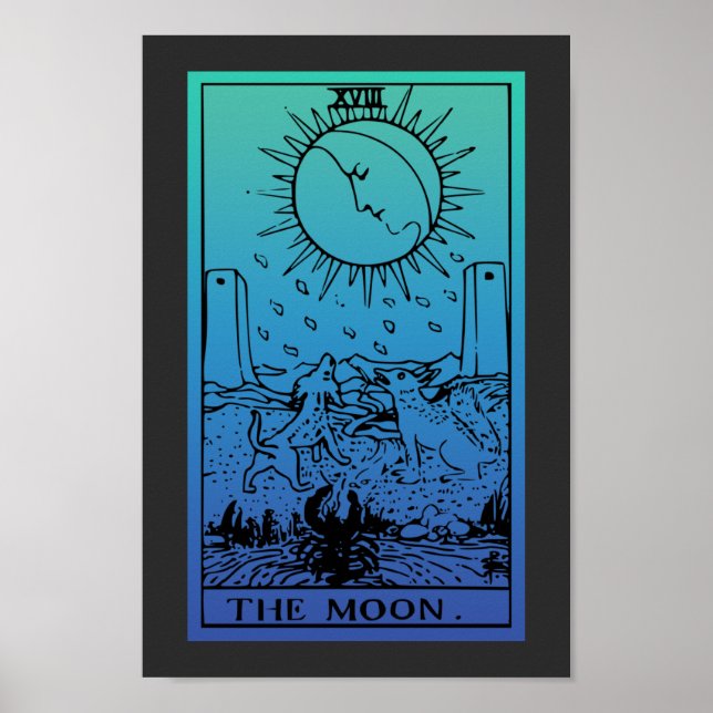 The Moon Tarot Card Gradient Poster (Front)