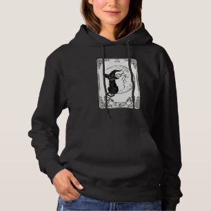 The Moon Tarot Card Spooky Black Cat Witch Crescen Hoodie