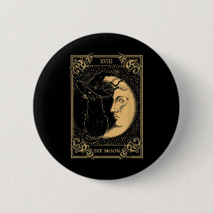 The Moon Tarot Xvii Inspired Black Cat Witch Hat H 6 Cm Round Badge