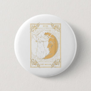 The Moon Tarot Xvii Inspired Black Cat Witch Hat H 6 Cm Round Badge