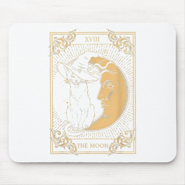 The Moon Tarot Xvii Inspired Black Cat Witch Hat H Mouse Mat (Front)