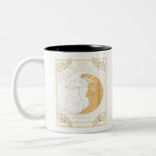 The Moon Tarot XVII Inspired Black Cat Witch Hat H Two-Tone Coffee Mug