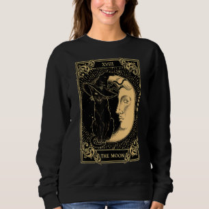 The Moon Tarot Xvii Inspired Black Cat Witch Hat O Sweatshirt