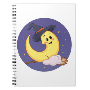 The moon wears witch hat notebook