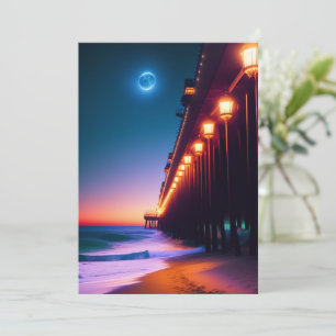 The Moonlit Pier  Greeting Card