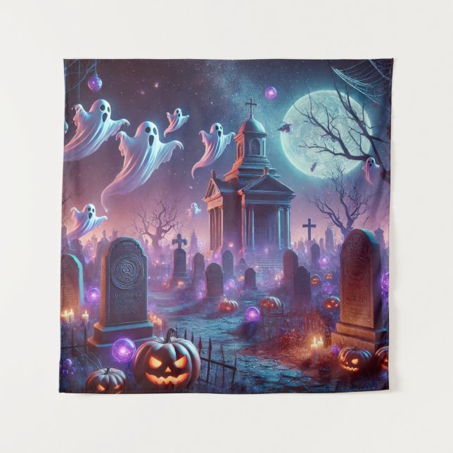 The Moonlit Vigil Halloween Tapestry (Front)
