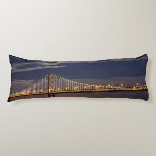 The moonrise tonight over the Bay Bridge Body Cushion