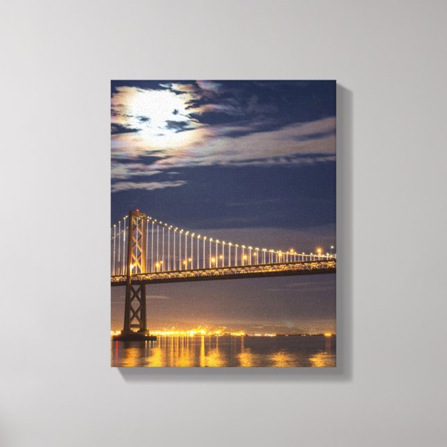 The moonrise tonight over the Bay Bridge Canvas Print (Front)