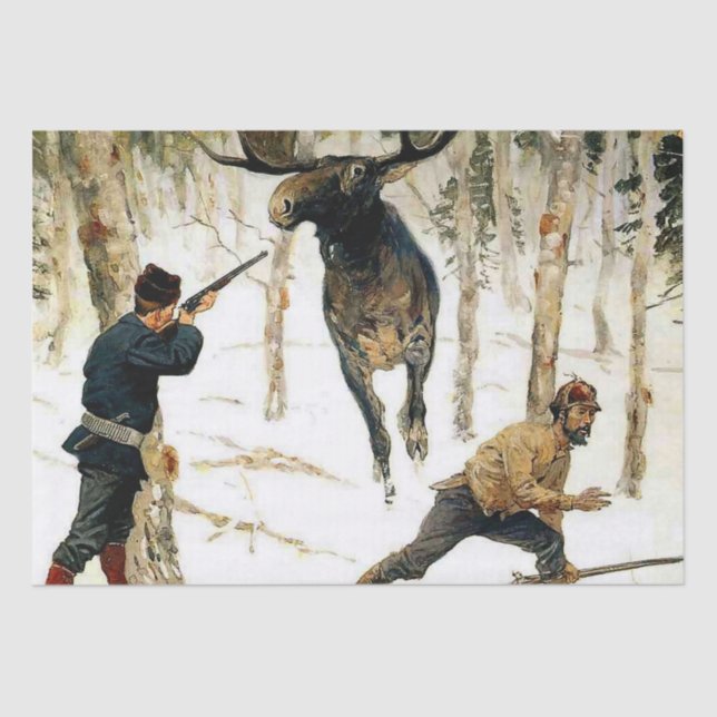The Moose Hunt by Frederic Remington Tissue Paper (Front)