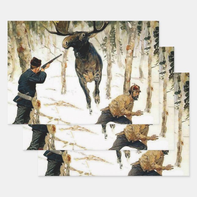 The Moose Hunt by Frederic Remington Wrapping Paper Sheet (Set)
