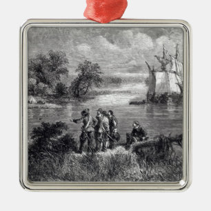 The Moravians Ascending the Delaware Metal Tree Decoration