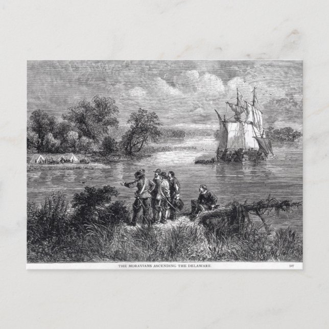 The Moravians Ascending the Delaware Postcard (Front)