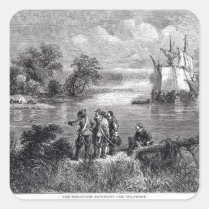 The Moravians Ascending the Delaware Square Sticker