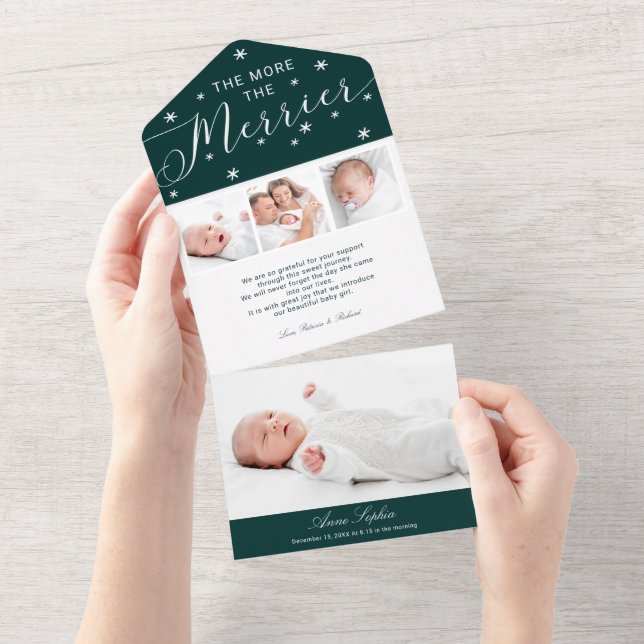 The More The Merrier 4 Photos Birth Announcement (Tearaway)