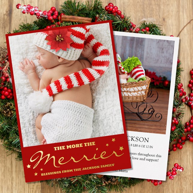 The More The Merrier Birth Foil Holiday Card (Creator Uploaded)