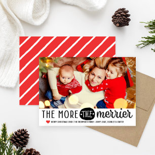 The More The Merrier Black Red Christmas Photo Holiday Card