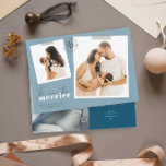 The More The Merrier Blue Birth Announcement Photo<br><div class="desc">A modern card as a birth announcement with a simple minimal message "The more the merrier" includes templates for 2 photos on the front and 1 on the back Personalise with your names, short message on the front, and on the back baby stats. * Front images by Jonathan Borba on...</div>