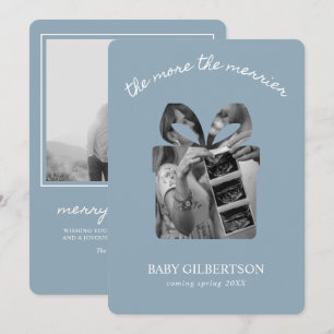 The More The Merrier Blue Pregnancy Ultrasound Holiday Card