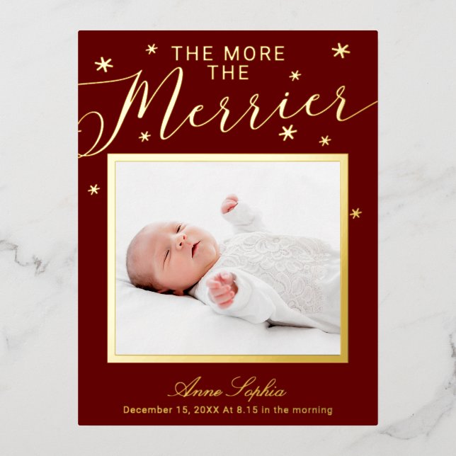 The More The Merrier Christmas Birth Announcement (Front)
