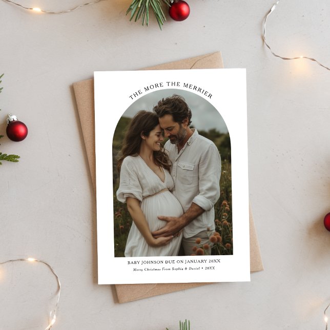 The More The Merrier Christmas Pregnancy Arch  Holiday Card (Creator Uploaded)