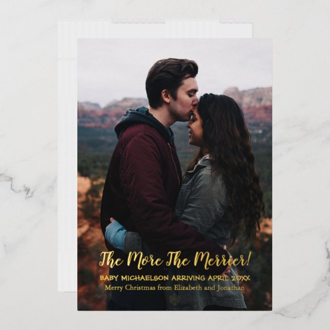 The More The Merrier Pregnancy Foil Holiday Card (Envelope)