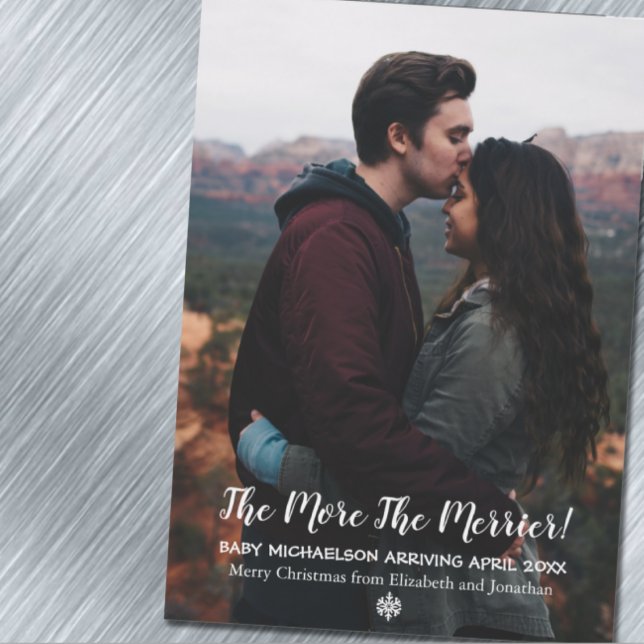 The More The Merrier Pregnancy Holiday Magnet Card (Creator Uploaded)