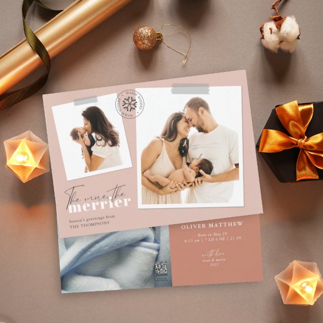 The More The Merrier Rust Birth Announcement Photo (Creator Uploaded)