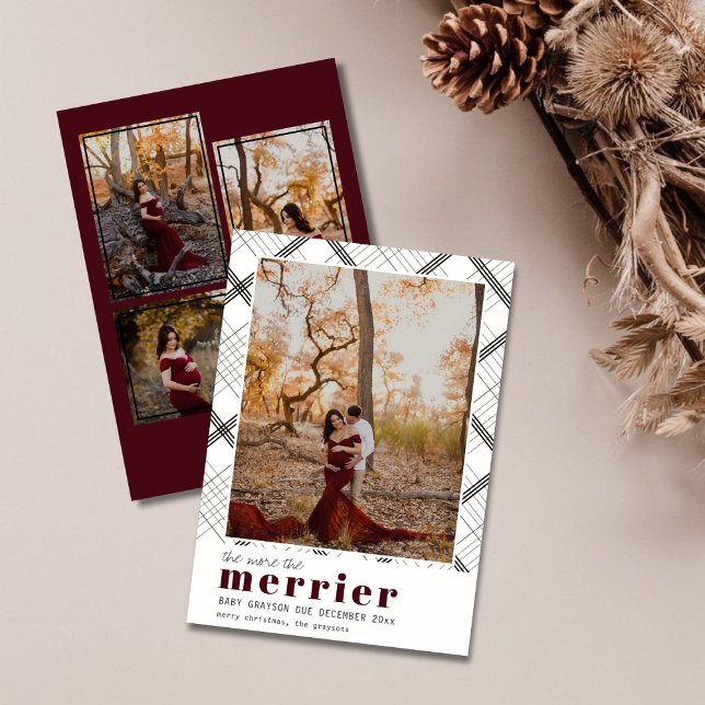 The More The Merry Baby Announcement Holiday Card (Creator Uploaded)